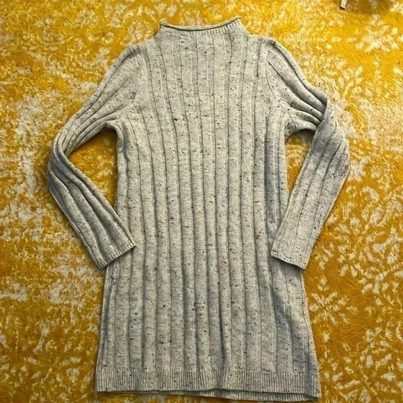 Madewell light gray ribbed mock turtleneck sweater dress M - Picture 1 of 5